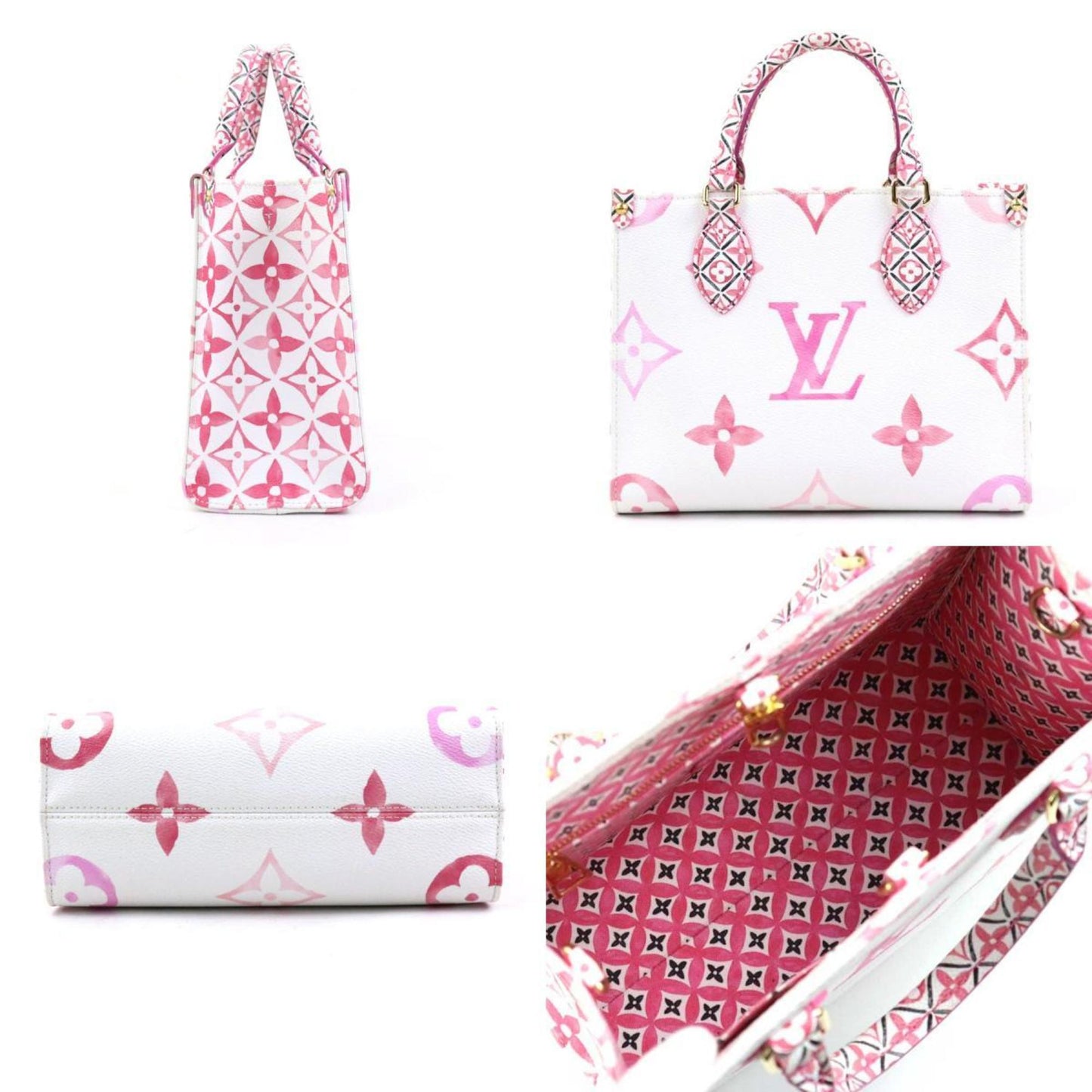 Louis Vuitton Pink White Leather Handbag Shoulder Bag