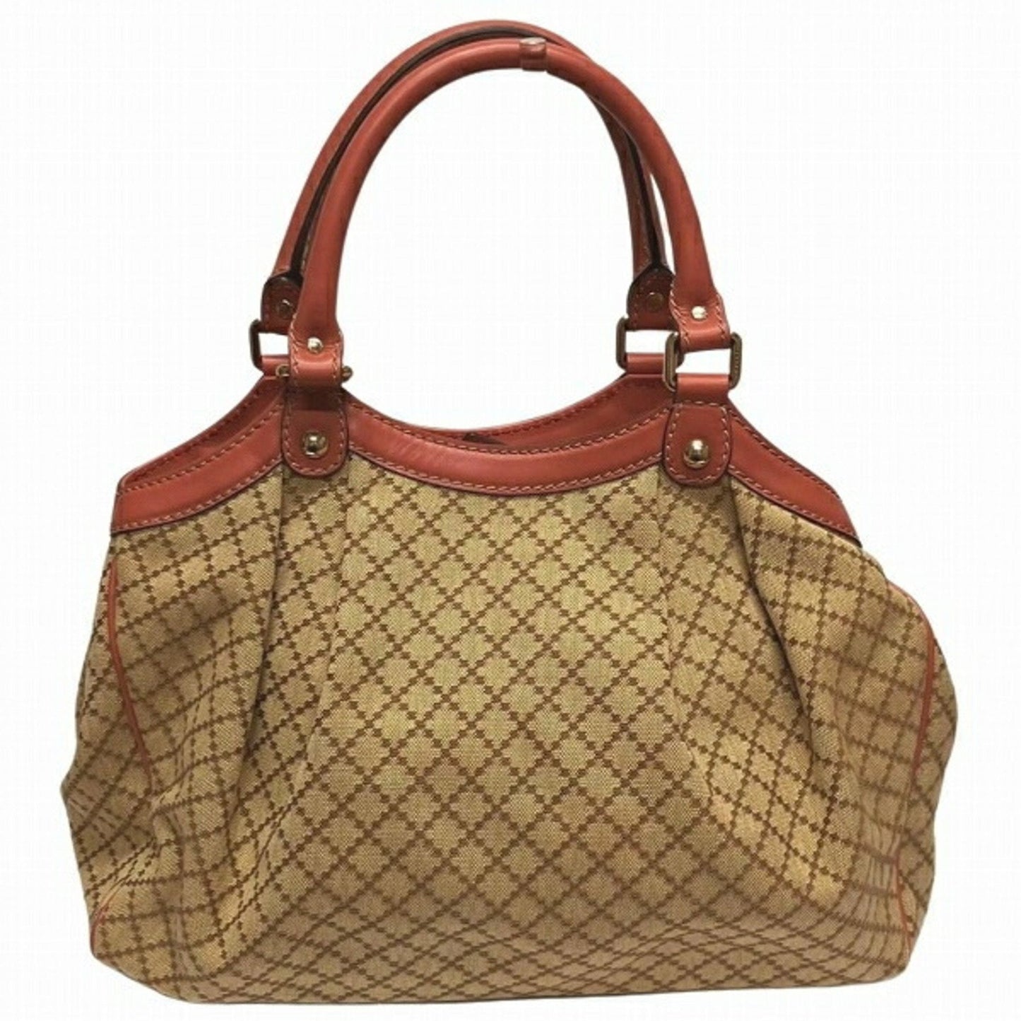 Gucci Beige Pink Canvas Leather Handbag