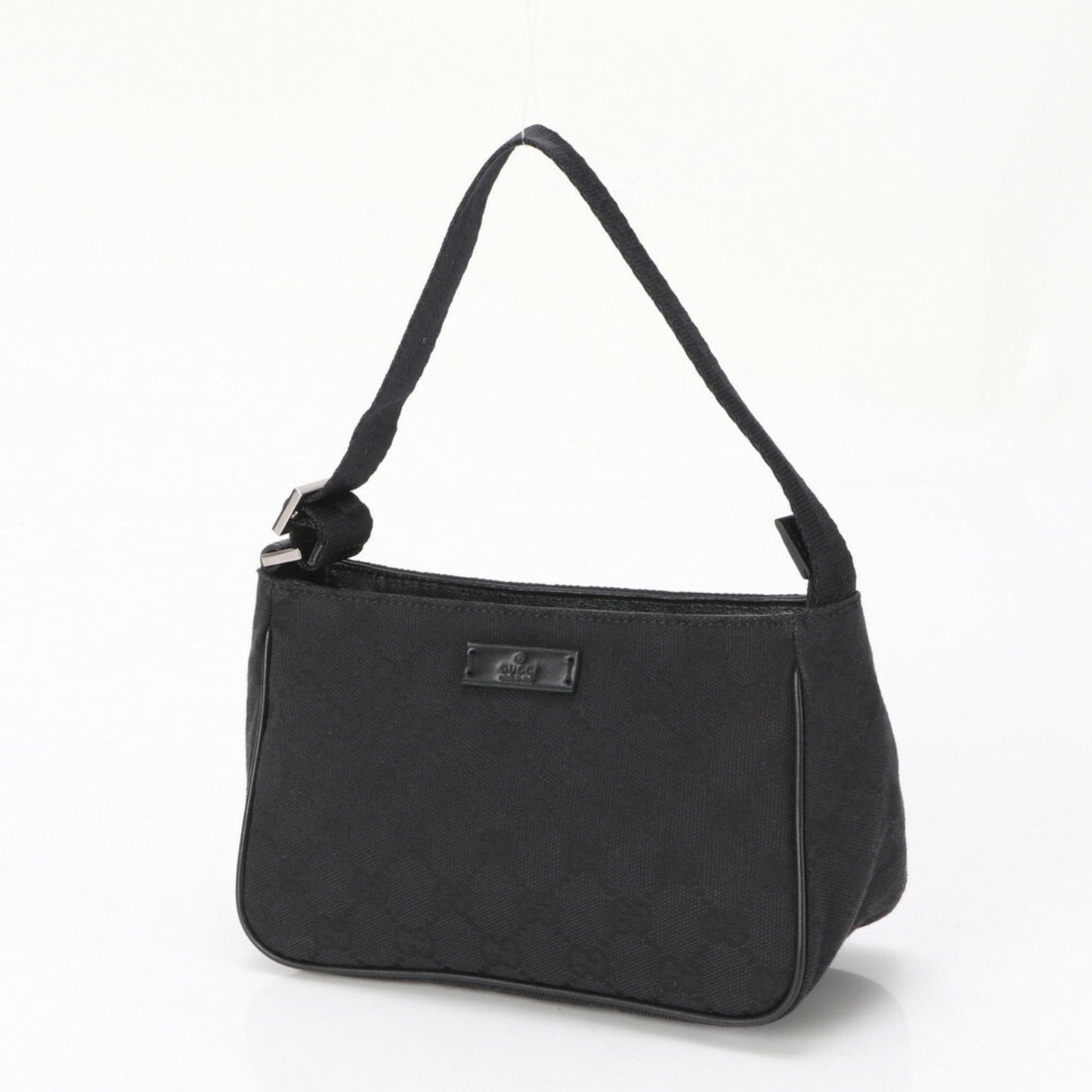 Gucci Gg Canvas Black Leather Canvas Handbag Tote Bag