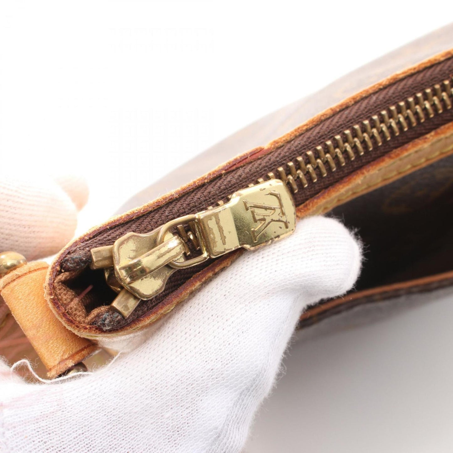 Louis Vuitton Brown Coated Canvas Leather Shoulder Bag