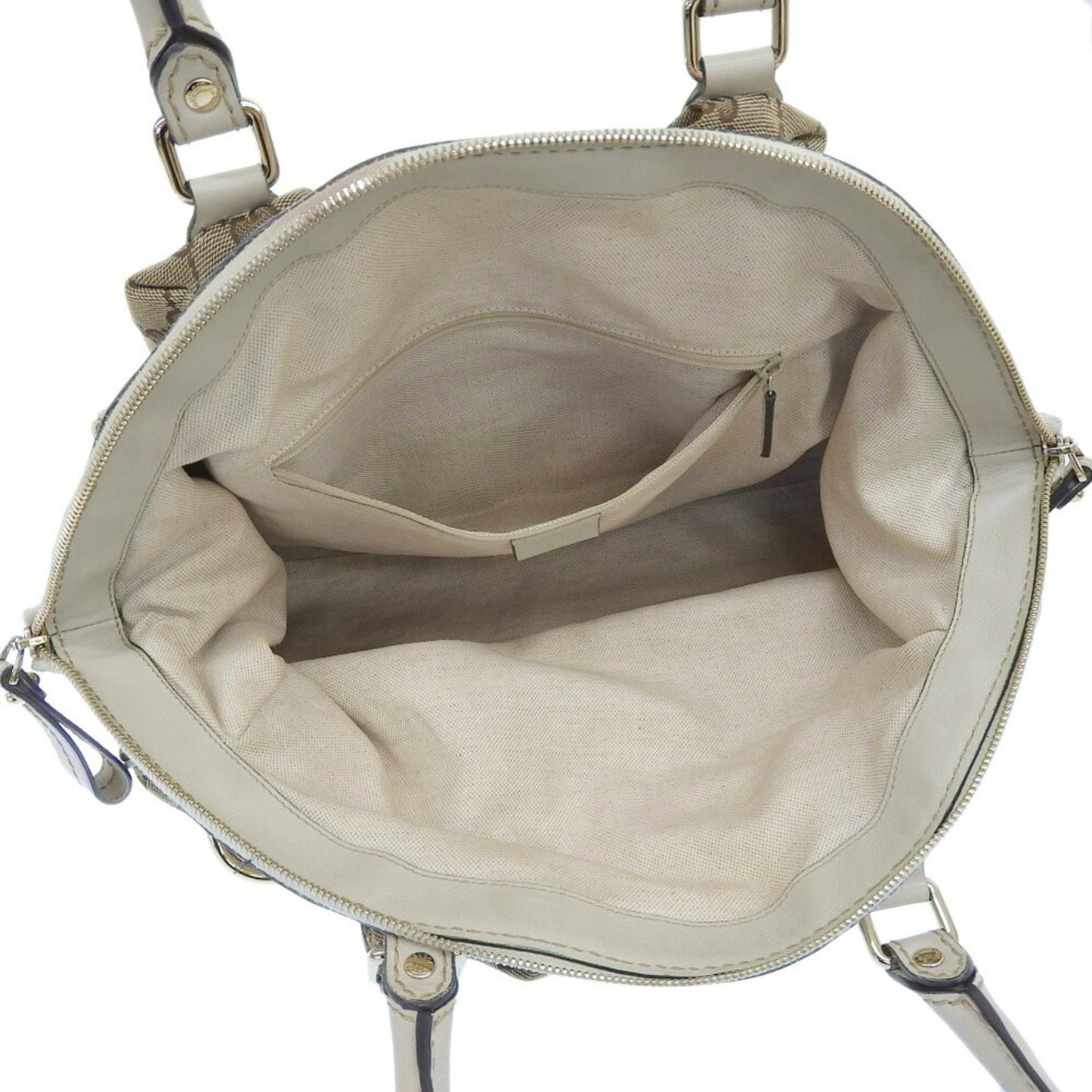Gucci Gg Canvas Beige Gg Canvas Leather Handbag Tote Bag