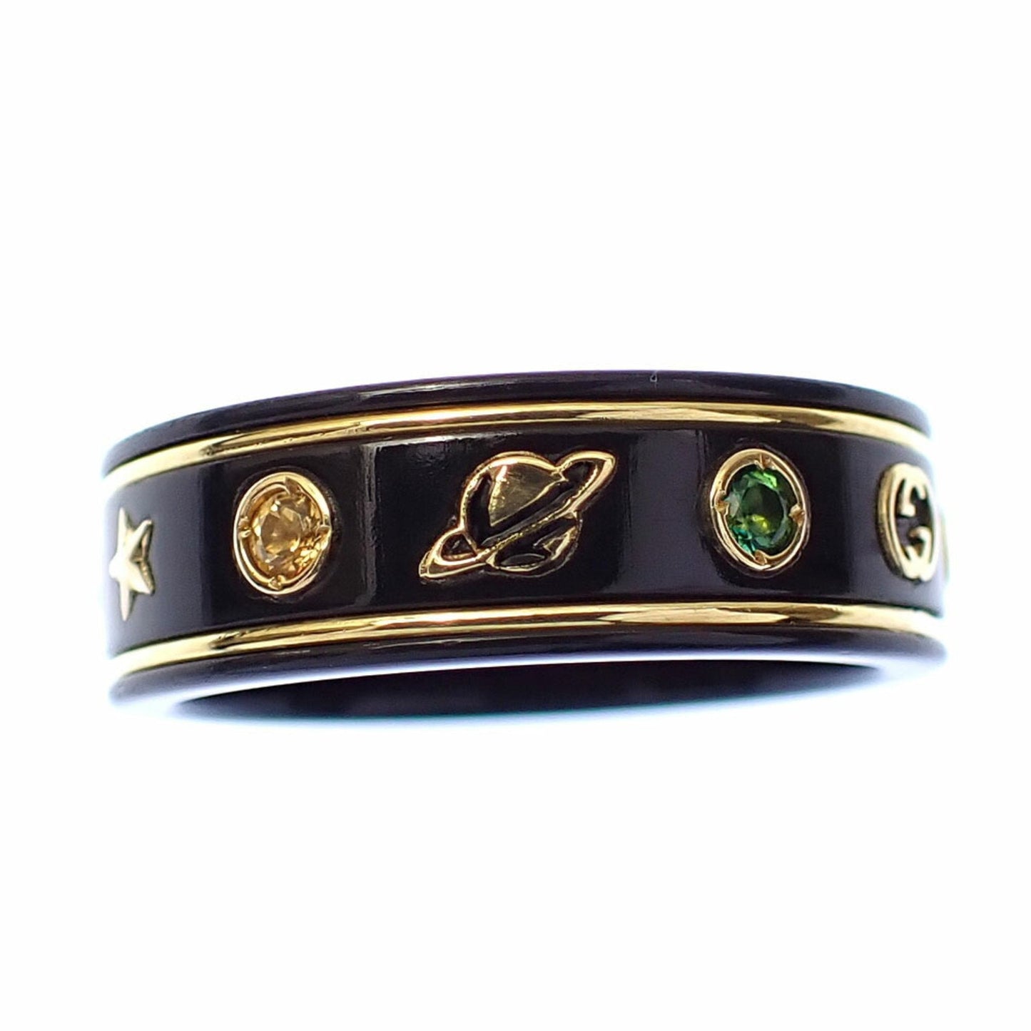 Gucci Icon Black Yellow Metal Band Ring