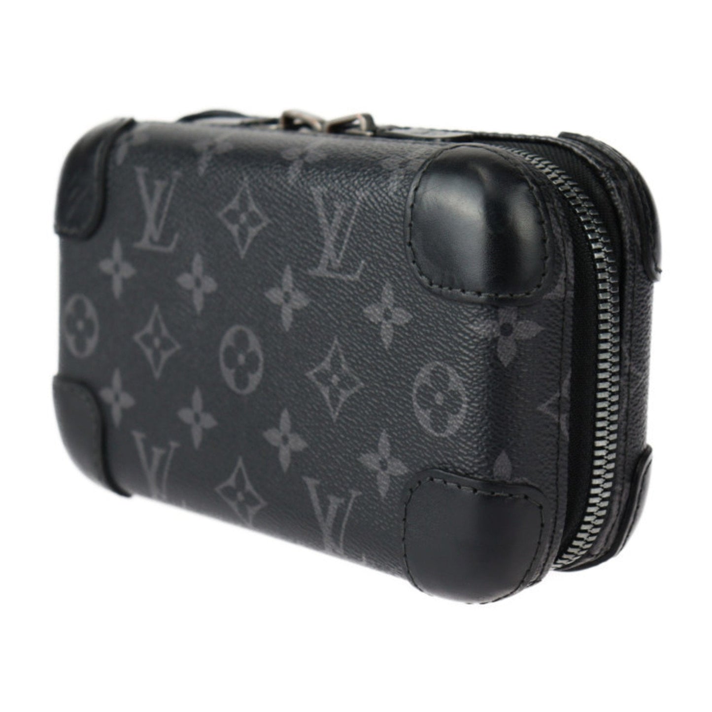 Louis Vuitton Black Gray Monogram Eclipse Monogram Eclipse Leather Pochette Pouch Shoulder Bag