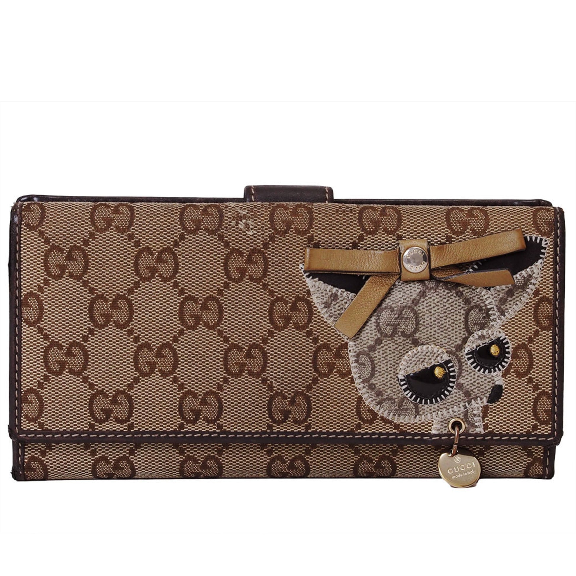 Gucci Brown Canvas Leather Long Wallet (Bi-Fold) ()