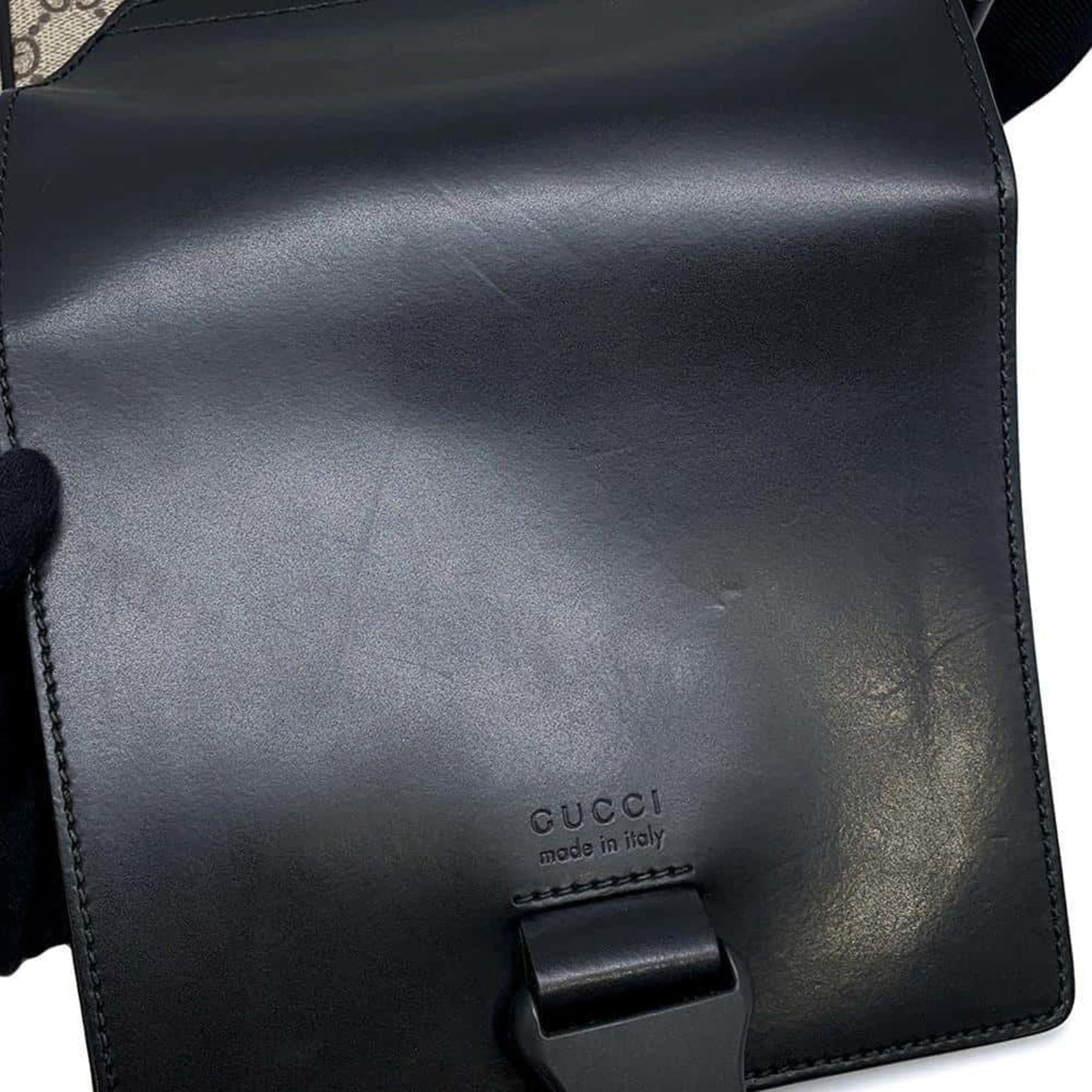 Gucci Beige Black Gg Supreme Leather Messenger Bag Shoulder Bag