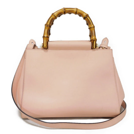 Gucci Light Pink Bamboo Leather Handbag ()