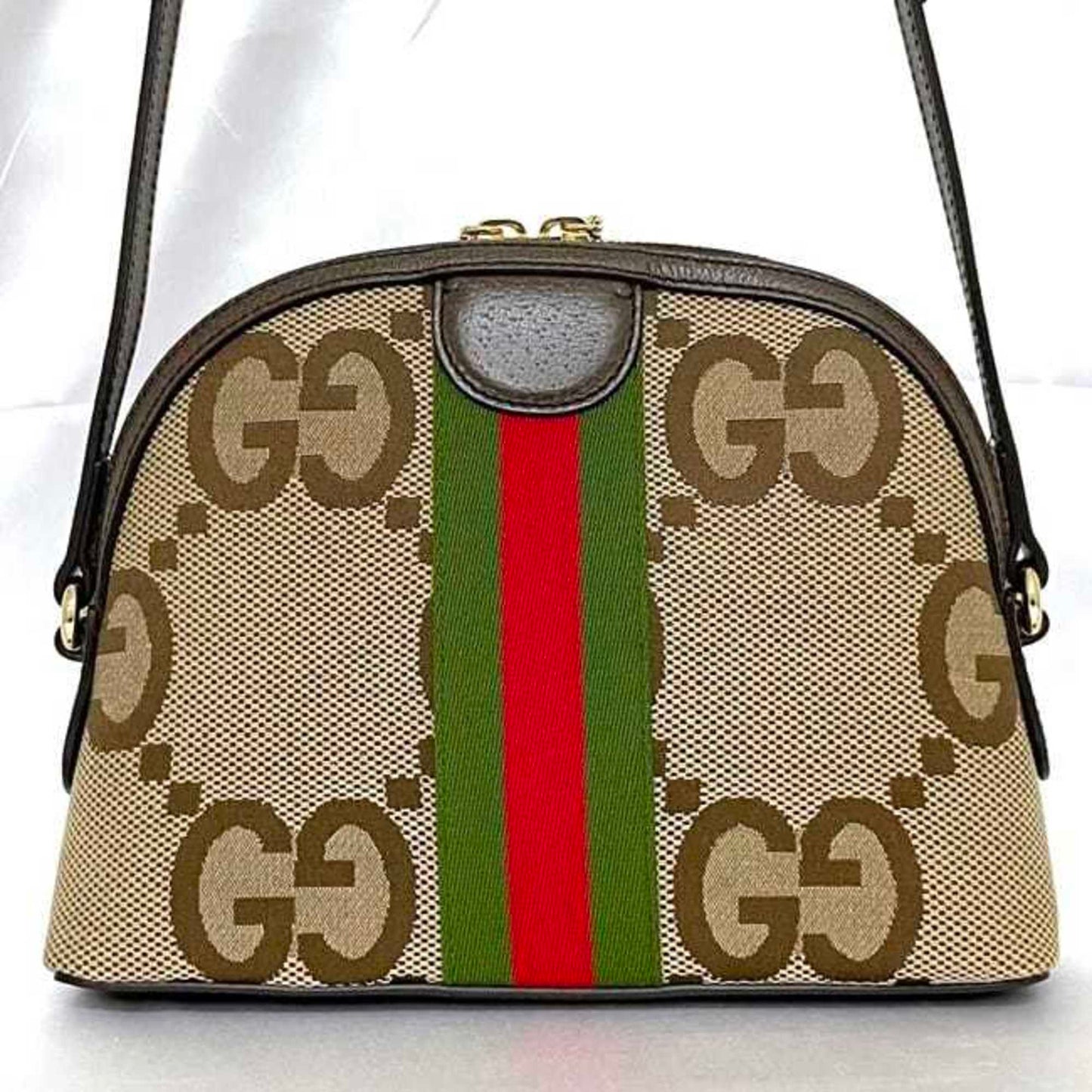 Gucci Beige Brown Canvas Leather Pochette Shoulder Bag