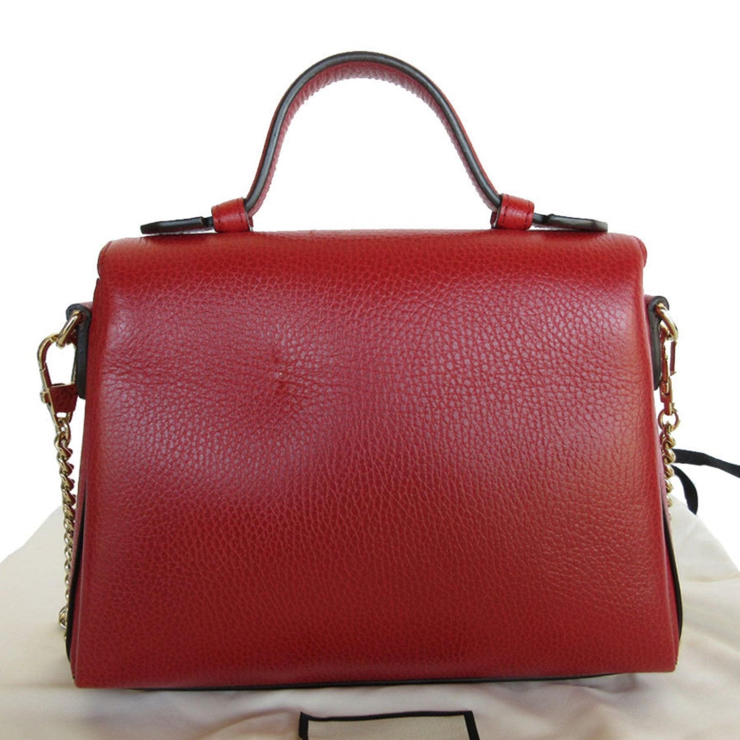 Gucci Red Color Leather Handbag Shoulder Bag