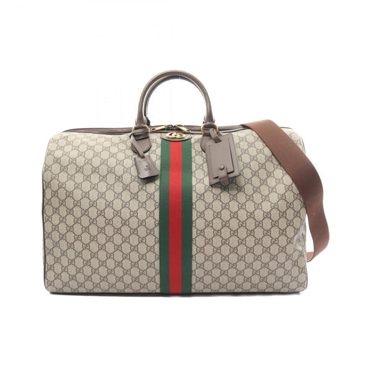 Gucci Beige Brown Multi-Color Pvc Coated Canvas Leather Boston Bag ()