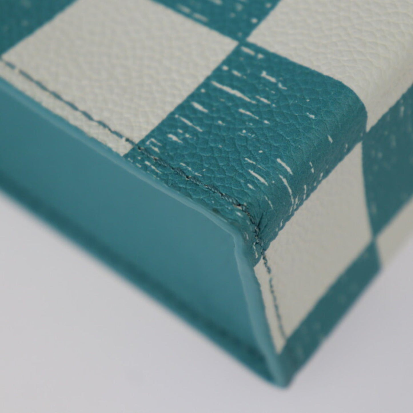 Louis Vuitton Turquoise White Leather Handbag Shoulder Bag Tote Bag