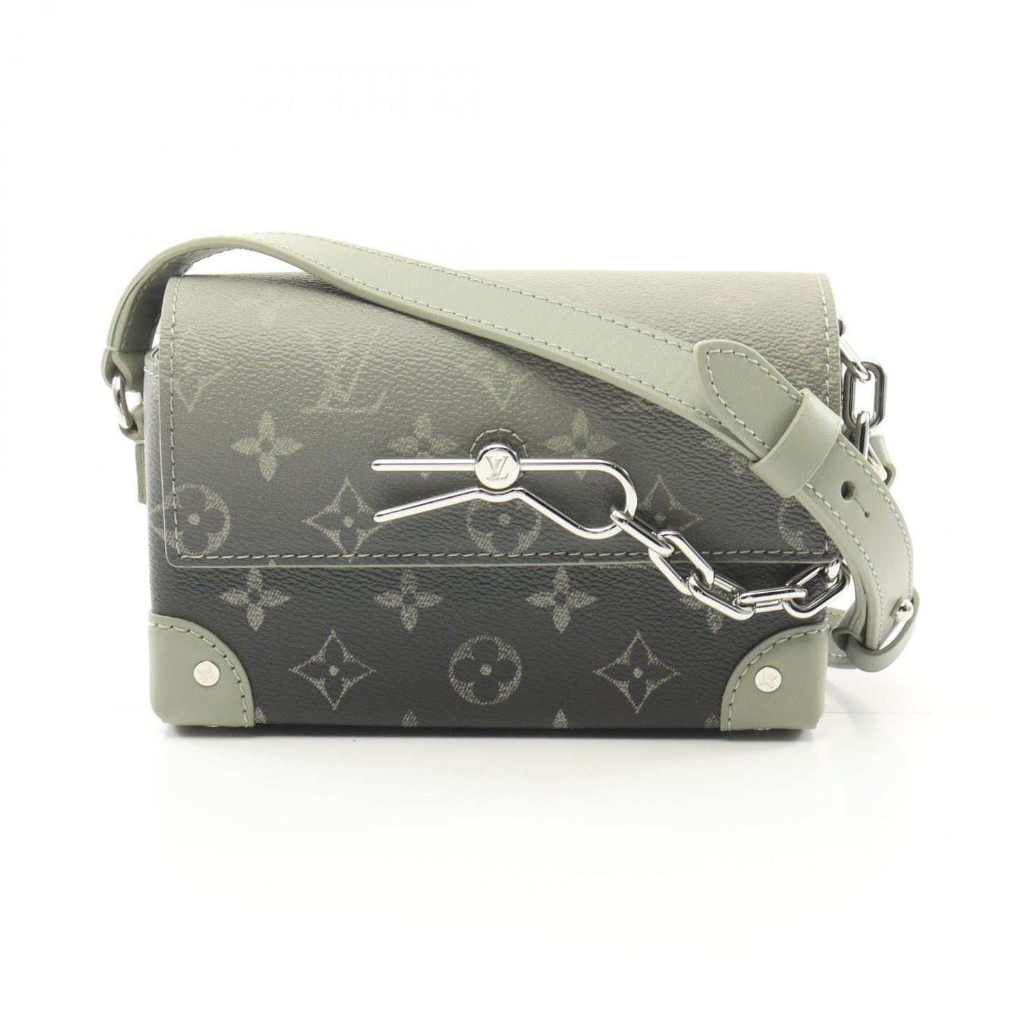 Louis Vuitton Khaki Coated Canvas Leather Shoulder Bag ()