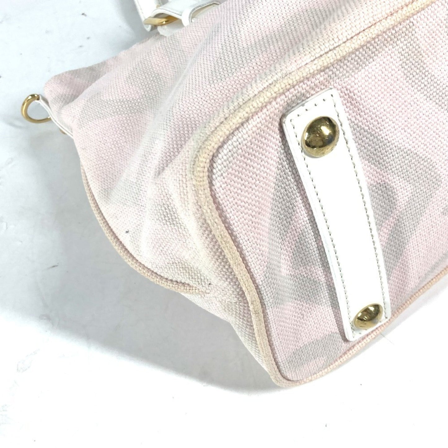 Louis Vuitton Pink White Cotton Shoulder Bag Tote Bag