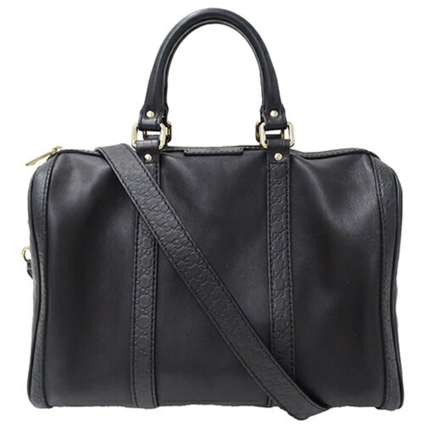 Gucci Microguccissima Black Leather Boston Bag Handbag Shoulder Bag ()