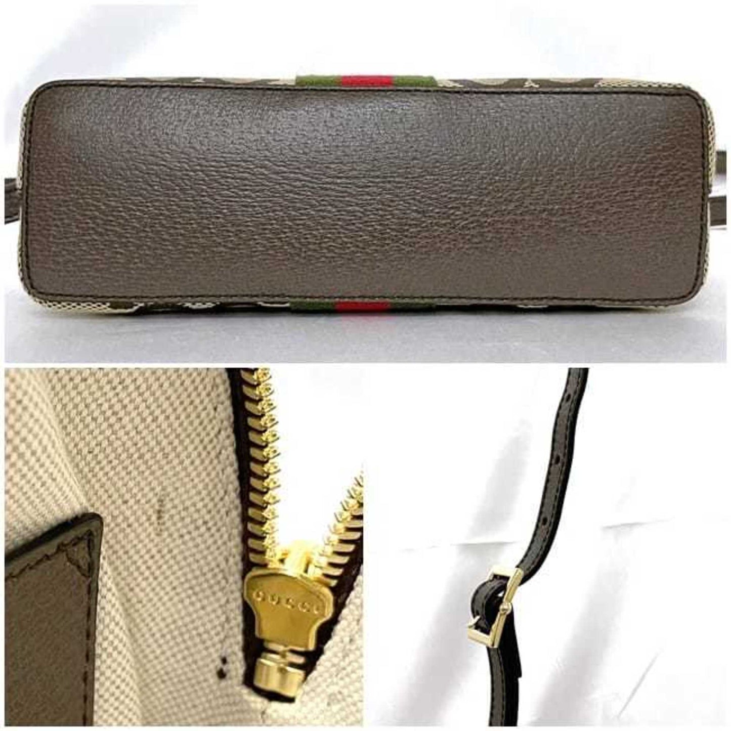 Gucci Beige Brown Canvas Leather Pochette Shoulder Bag