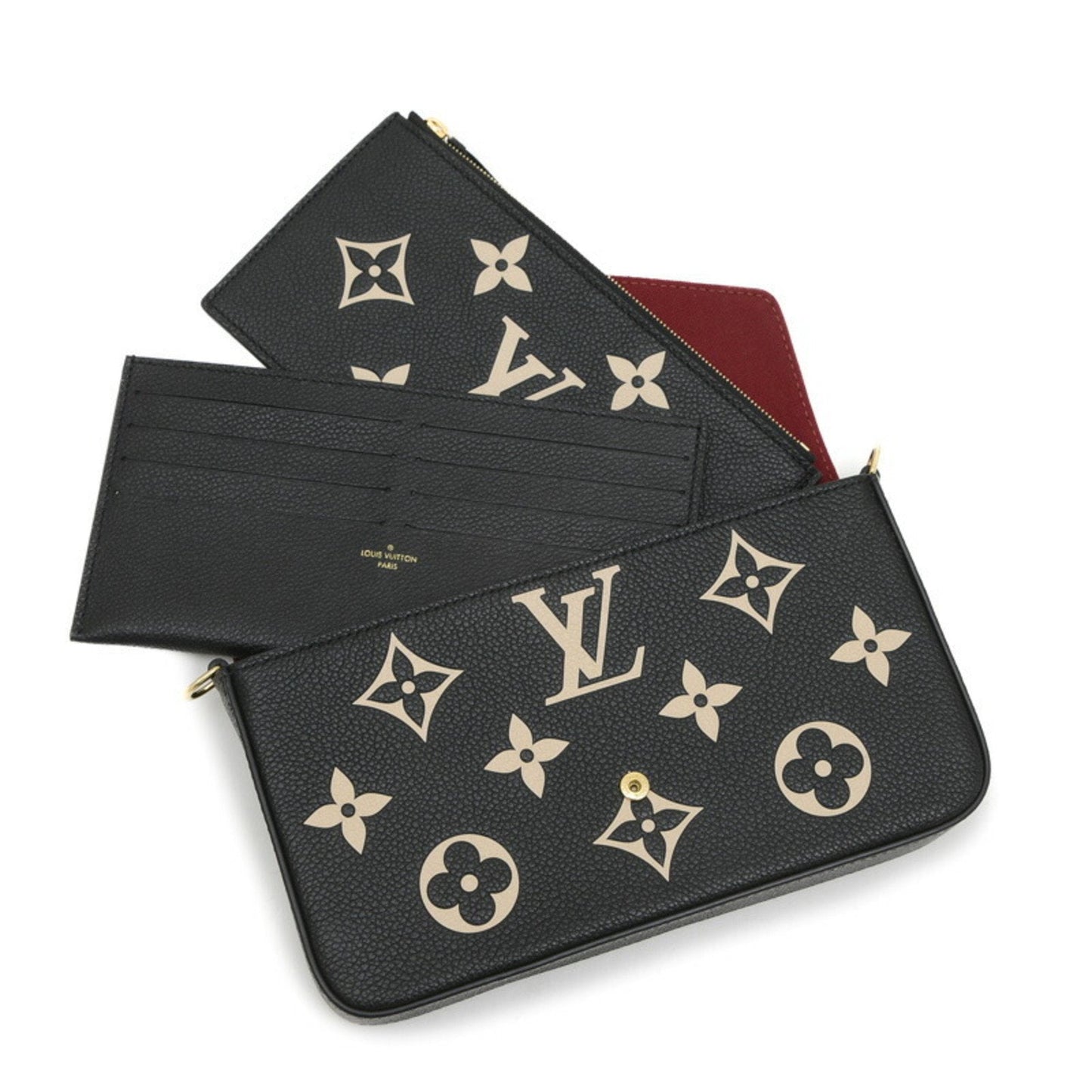 Louis Vuitton Beige Black Monogram Empreinte Pochette Shoulder Bag