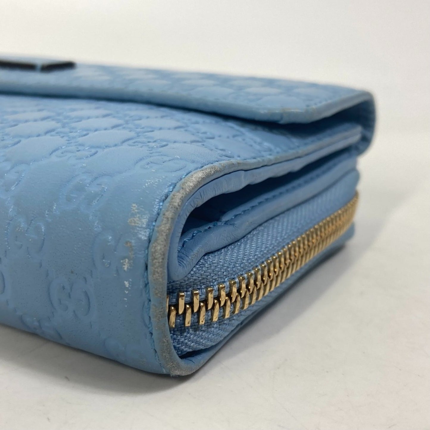 Gucci Blue Leather Long Wallet (Bi-Fold)