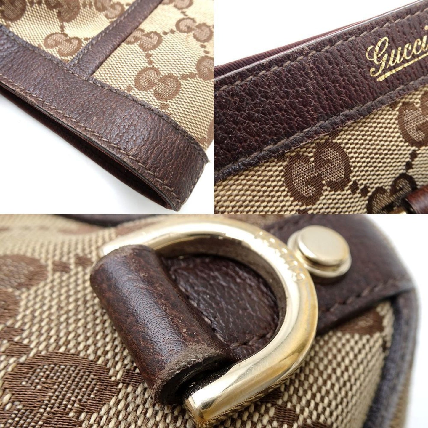 Gucci Beige Brown Gg Canvas Leather Tote Bag