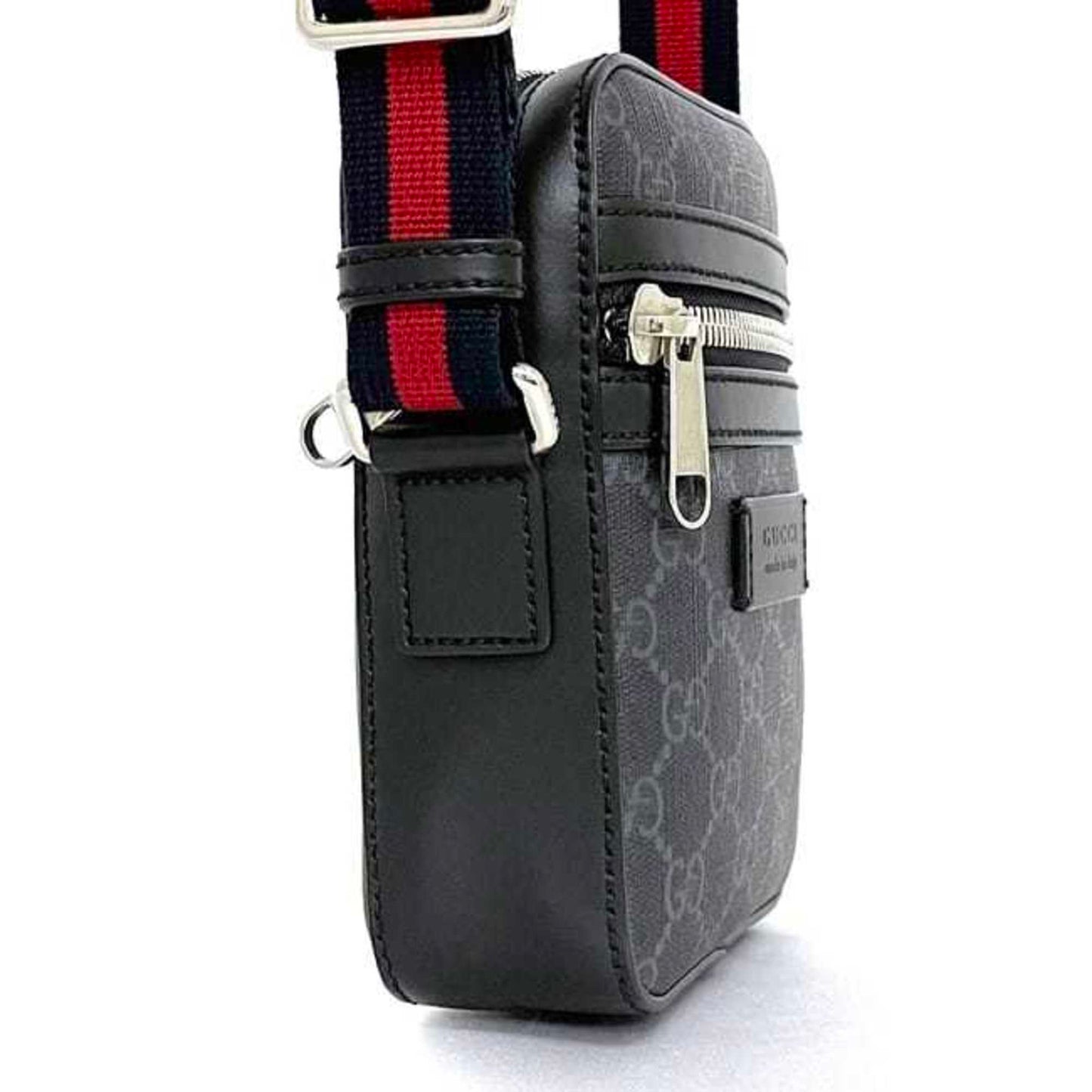Gucci Black Gray Pvc Leather Pochette Shoulder Bag