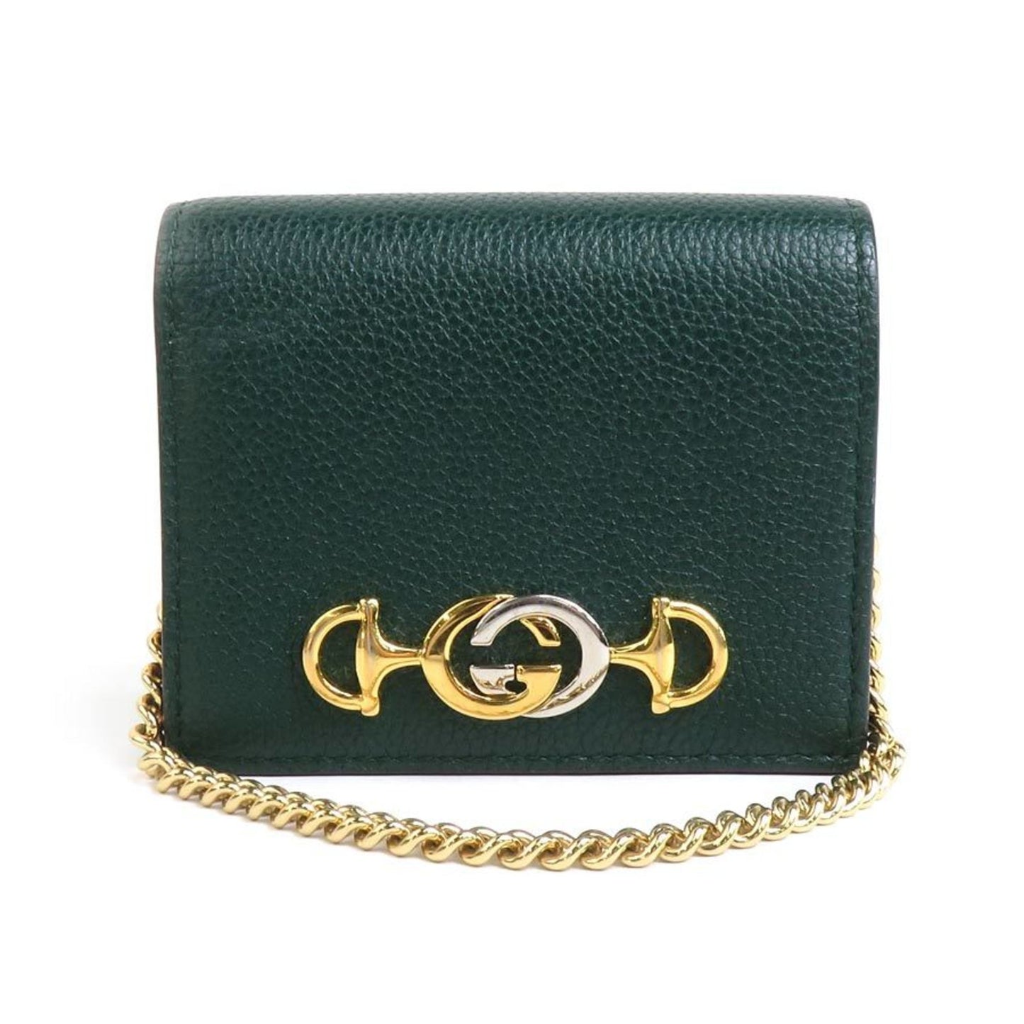 Gucci Dark Green Gold Silver Leather Metal Wallet (Bi-Fold) ()