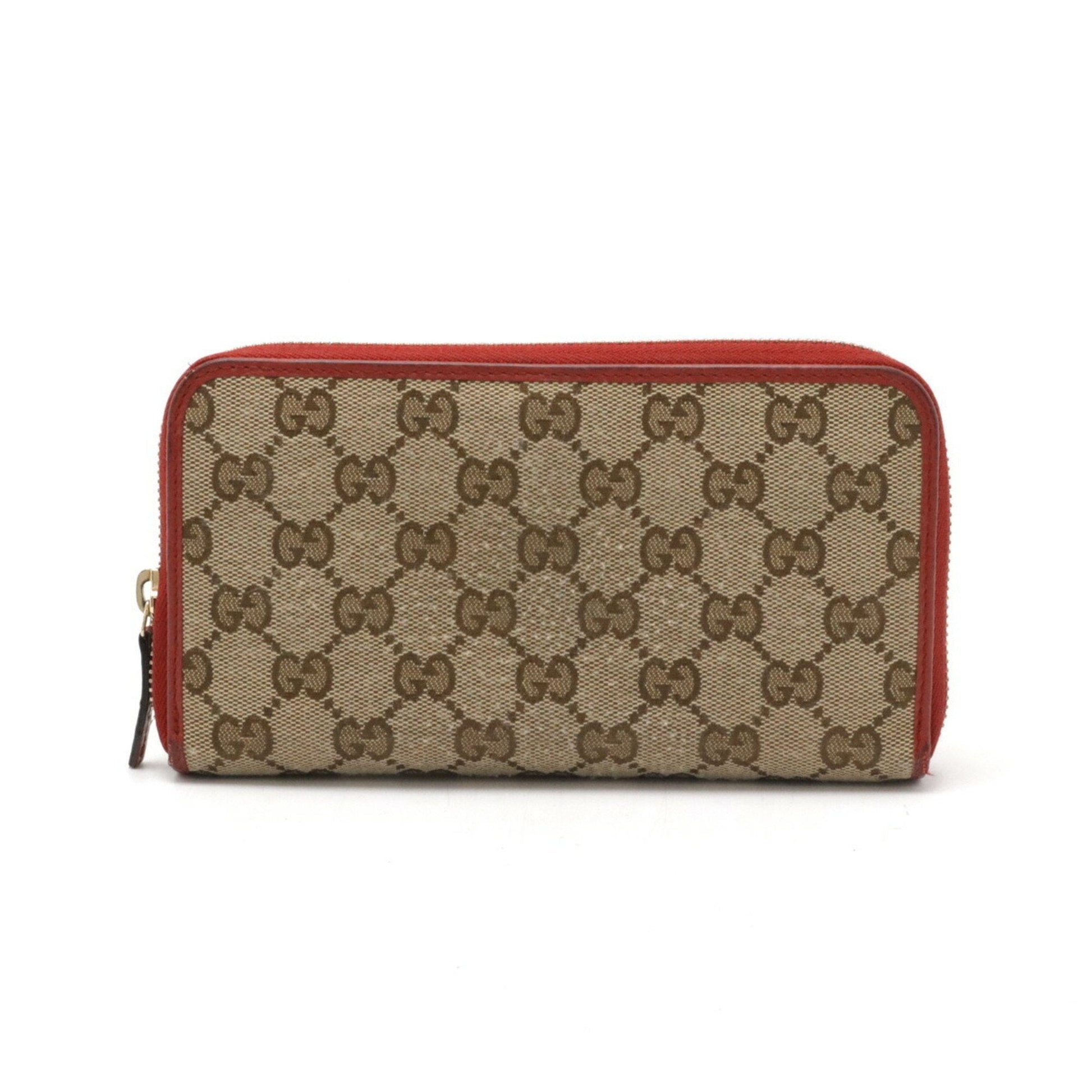 Gucci Red Color Canvas Leather Long Wallet (Bi-Fold) ()