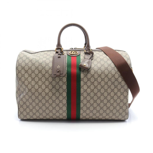 Gucci Beige Brown Multi-Color Pvc Coated Canvas Leather Boston Bag ()