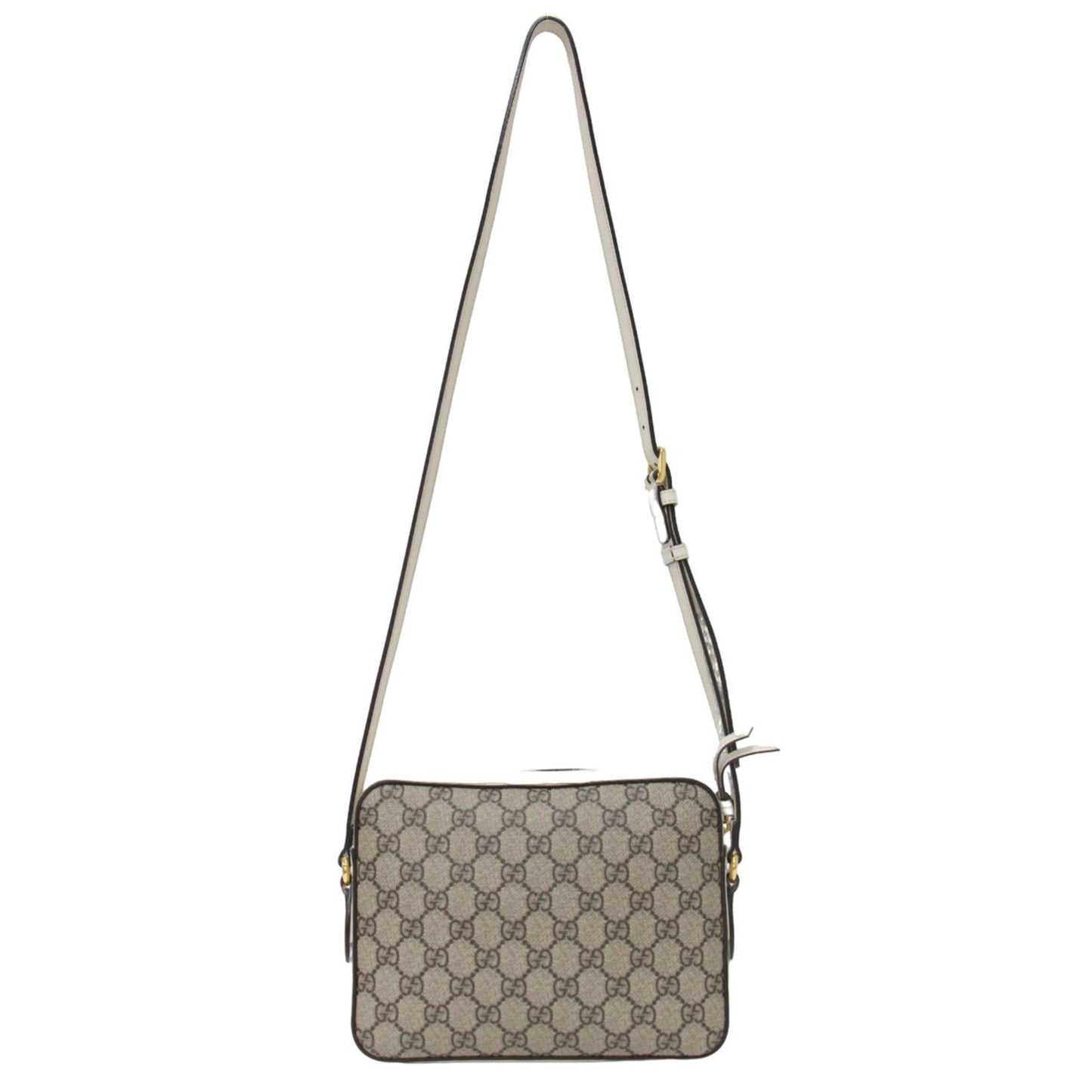 Gucci Horsebit Beige White Pvc Leather Shoulder Bag