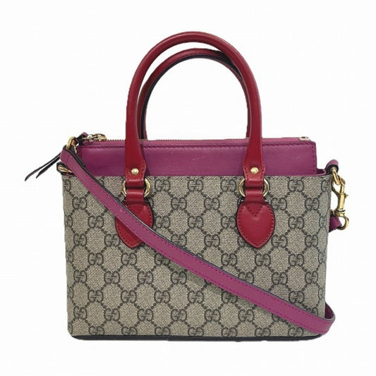 Gucci Pink Canvas Leather Handbag Shoulder Bag ()