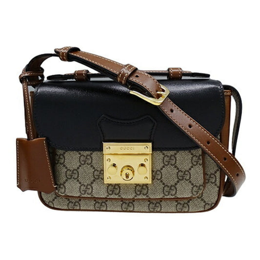 Gucci Padlock Black Brown Canvas Gg Supreme Handbag Shoulder Bag ()