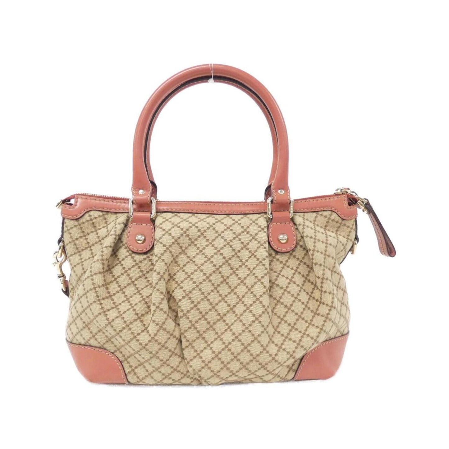 Gucci Beige Pink Canvas Leather Handbag Shoulder Bag
