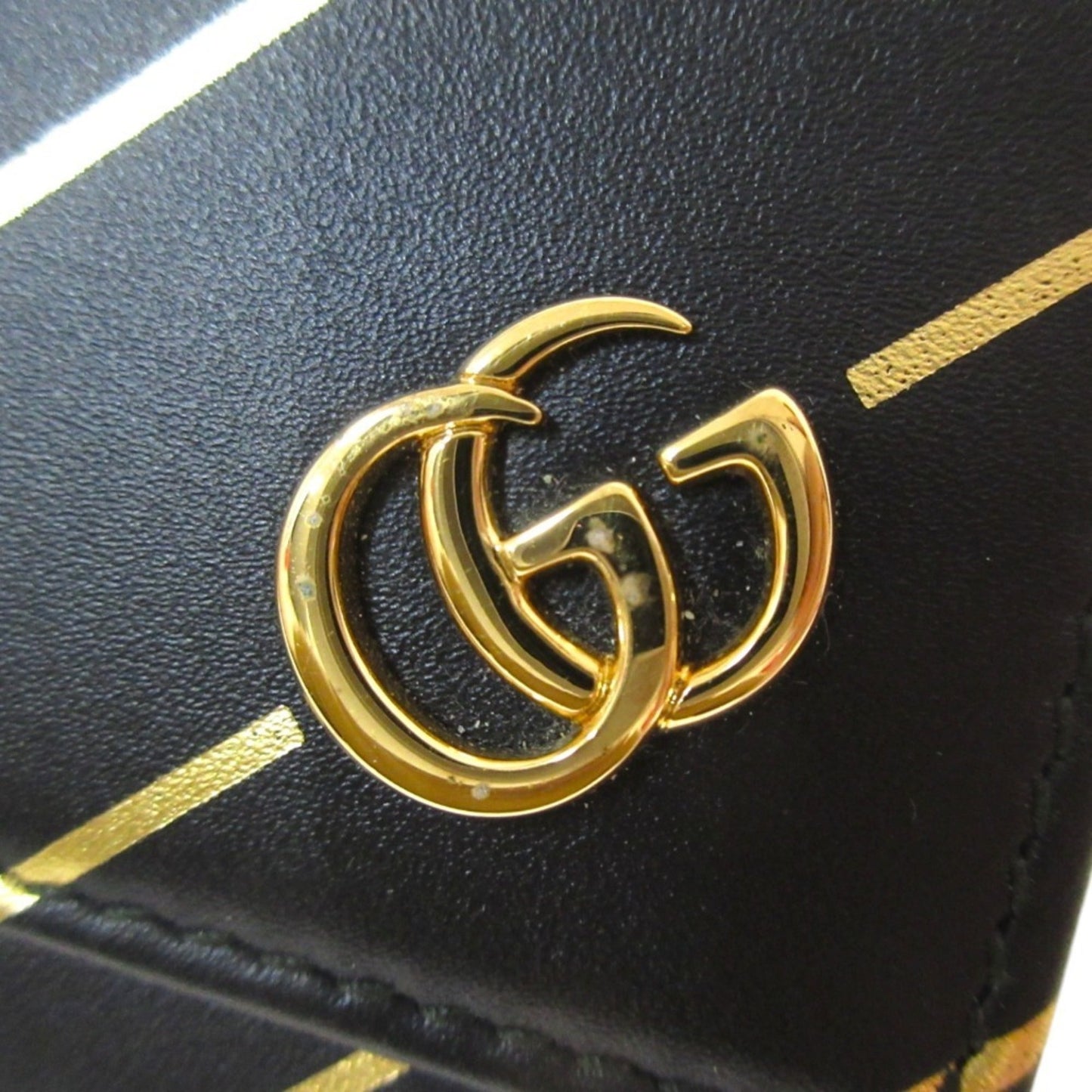 Gucci Black Gold Leather Wallet (Tri-Fold)