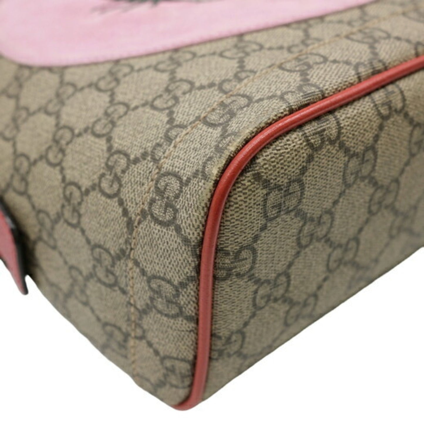 Gucci Beige Pink Red Color Gg Supreme Leather Backpack