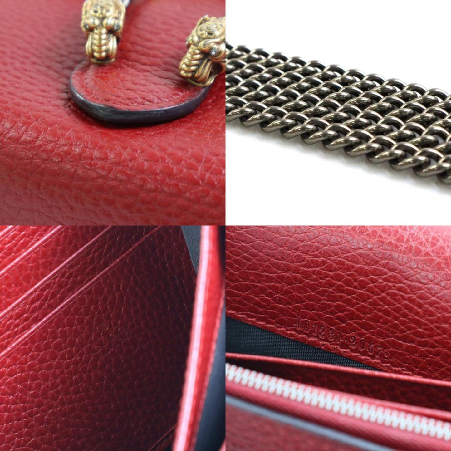 Gucci Dark Red Leather Chain/Shoulder Wallet