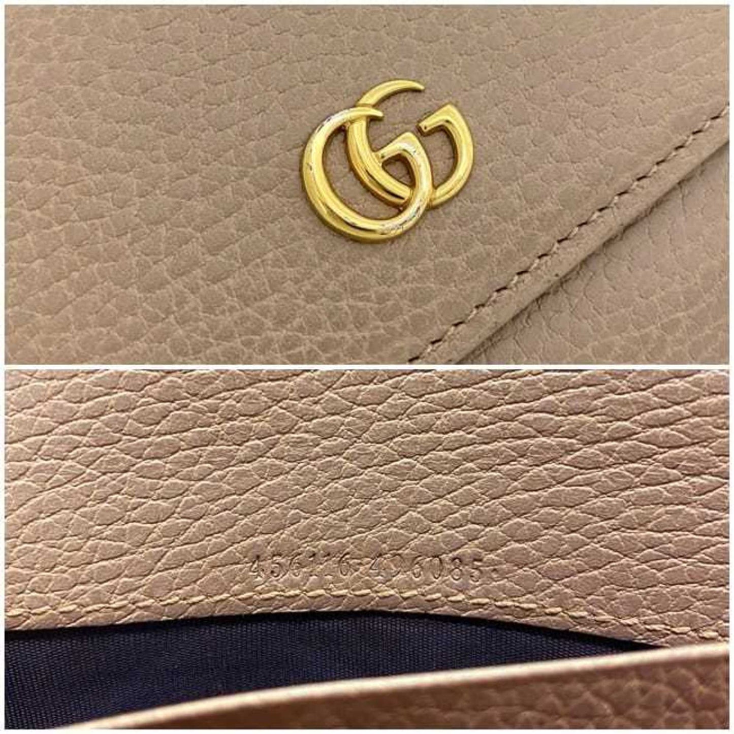 Gucci Pink Beige Leather Long Wallet (Bi-Fold)