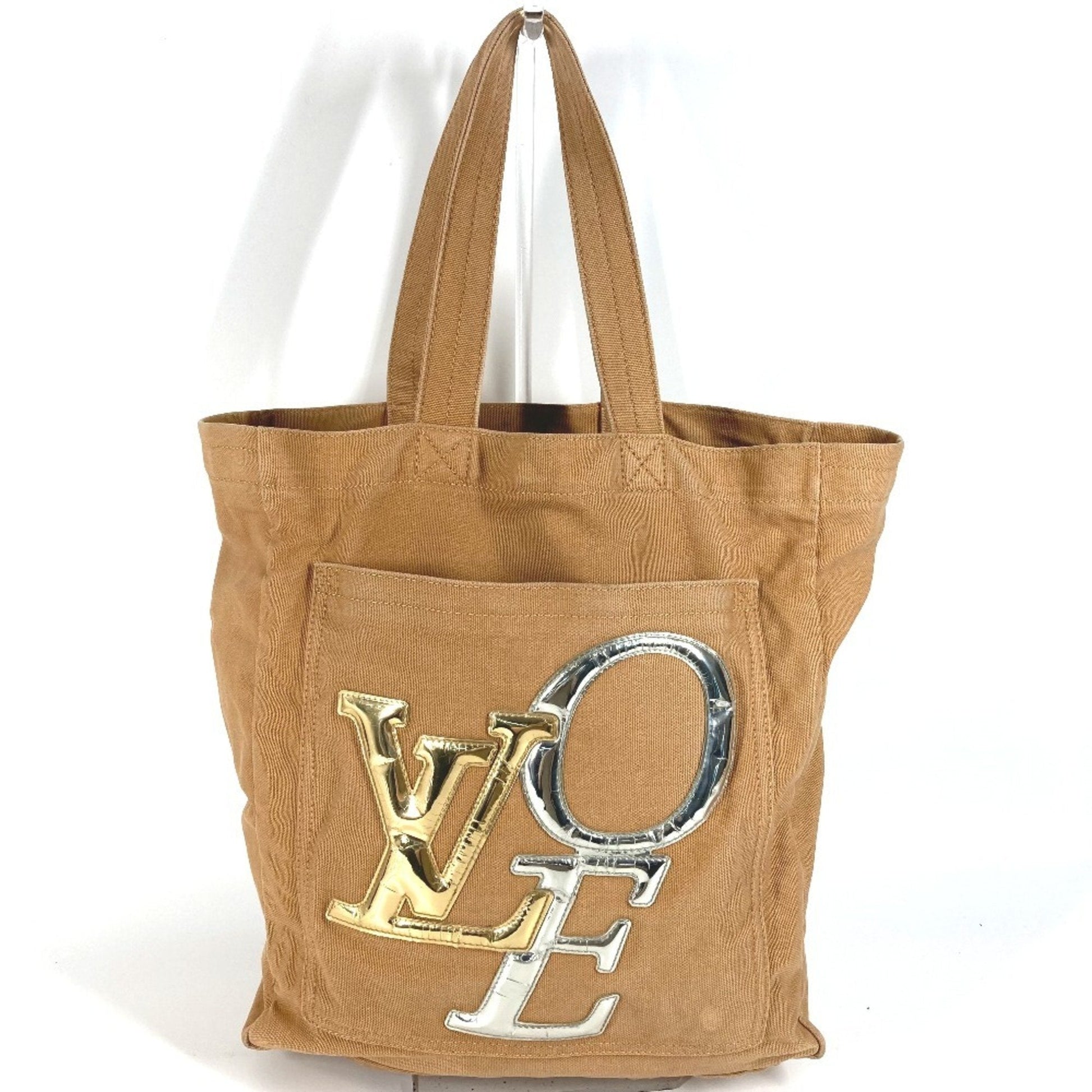 Louis Vuitton Brown Canvas Leather Shoulder Bag Tote Bag ()