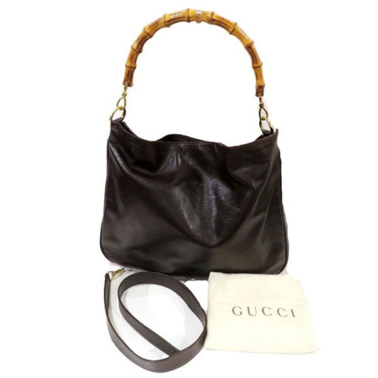 Gucci Brown Leather Handbag Shoulder Bag ()
