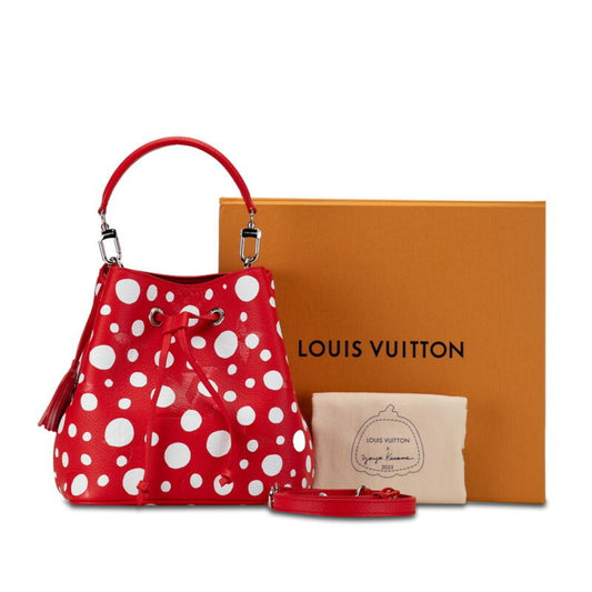 Louis Vuitton Red Color White Leather Handbag Shoulder Bag ()