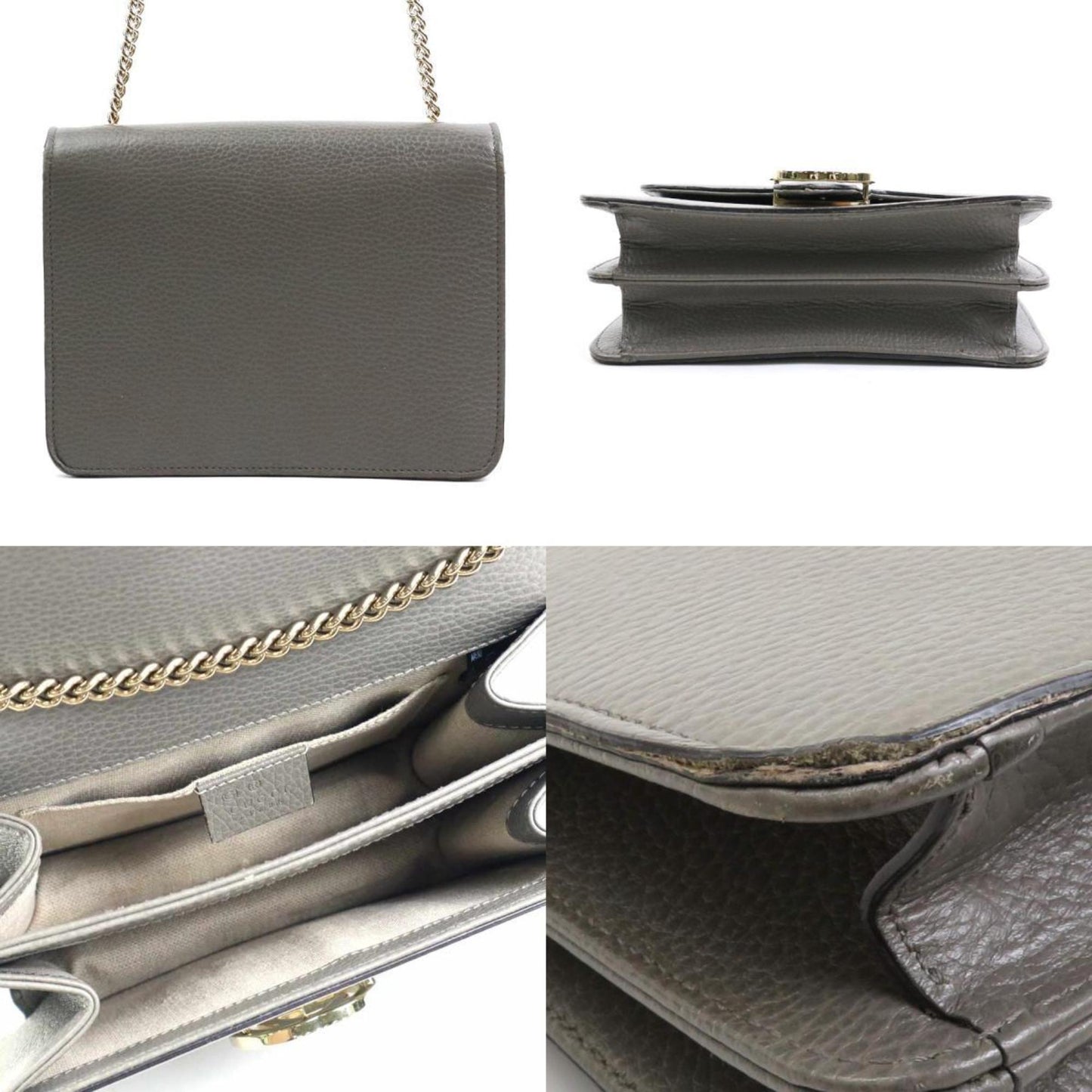 Gucci Gray Leather Metal Shoulder Bag
