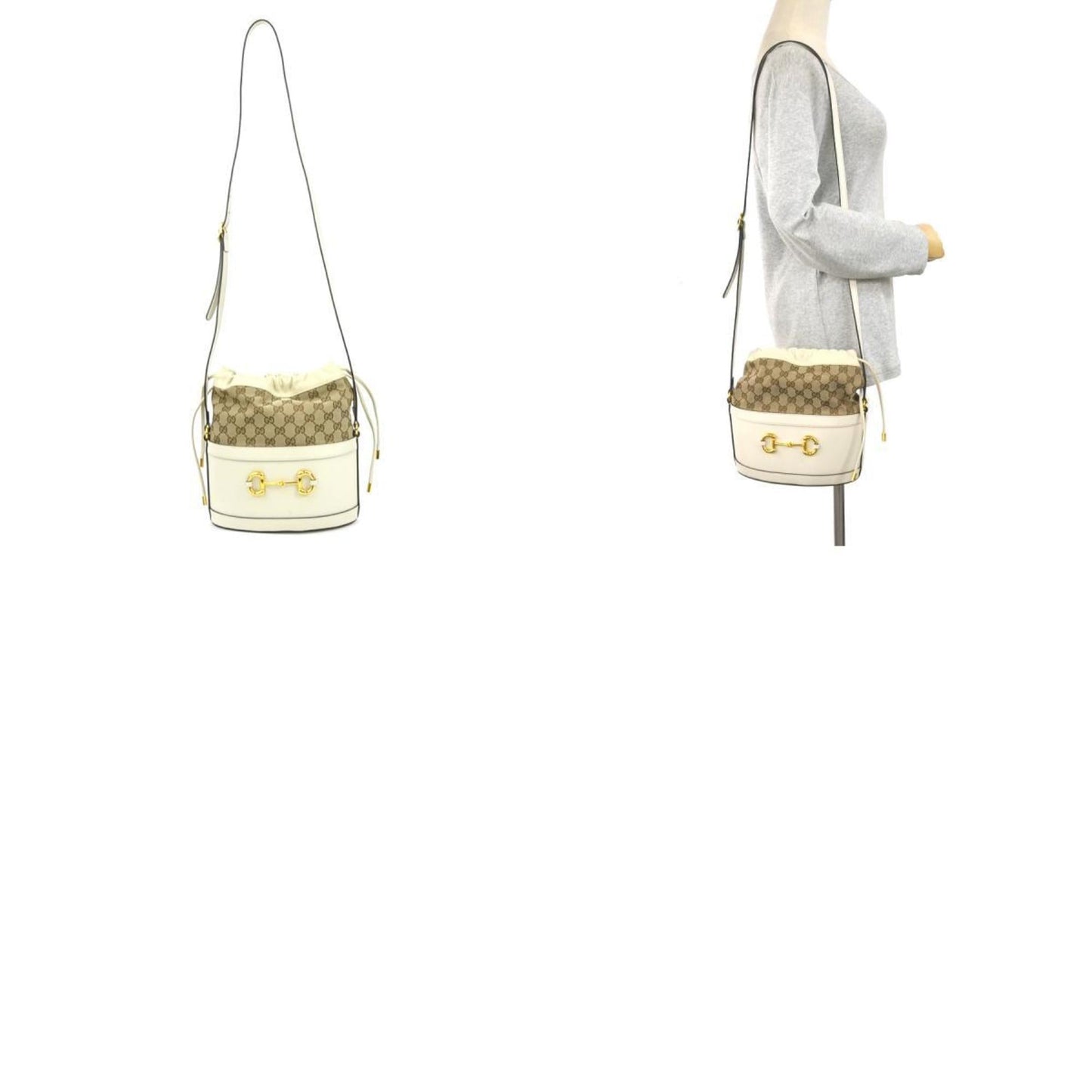 Gucci Ivory Gg Canvas Leather Shoulder Bag