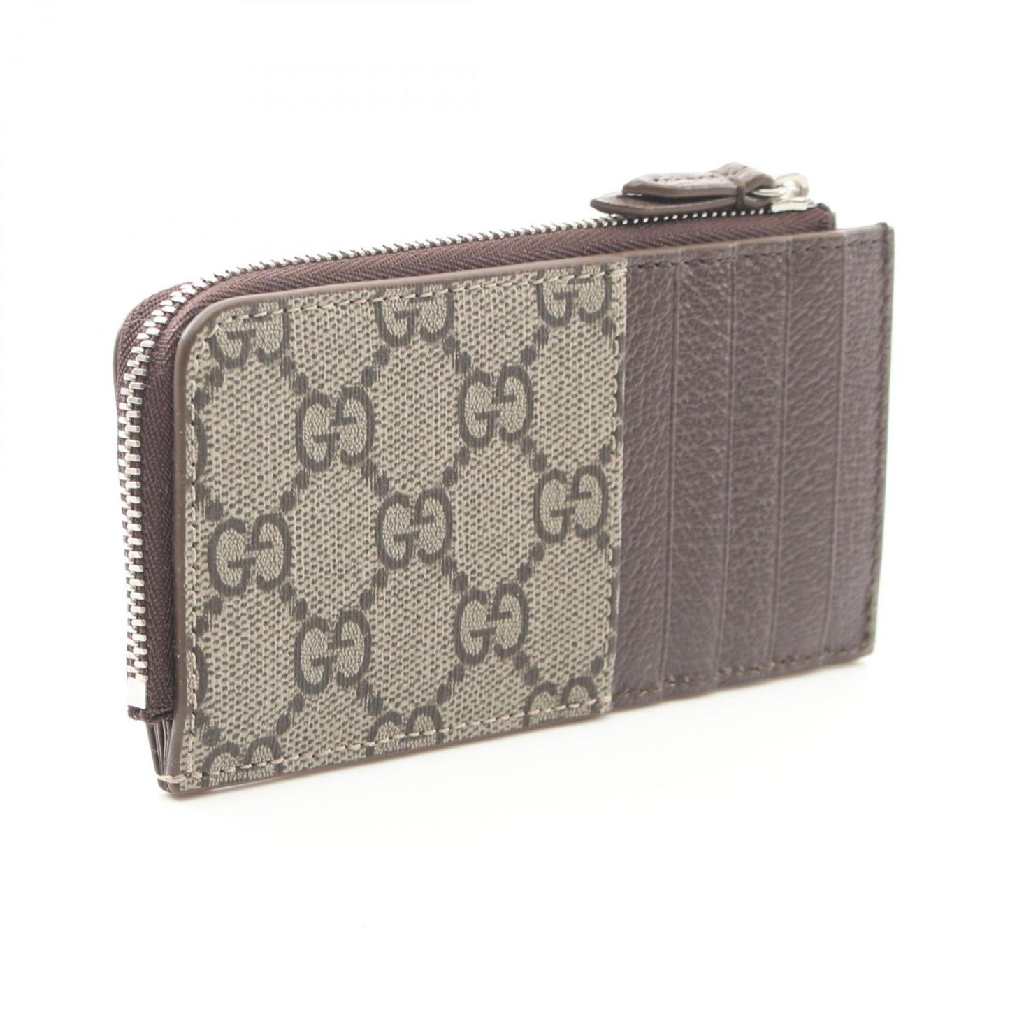 Gucci Beige Brown Coated Canvas Leather Coin Purse/Coin Case