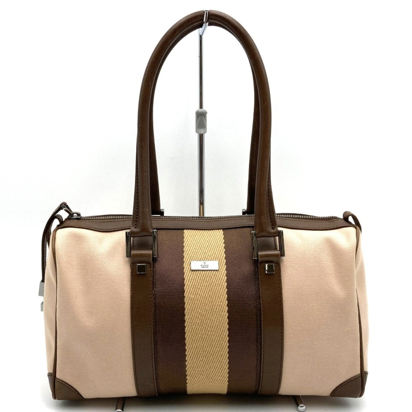 Gucci Multi-Color Canvas Leather Boston Bag Handbag ()
