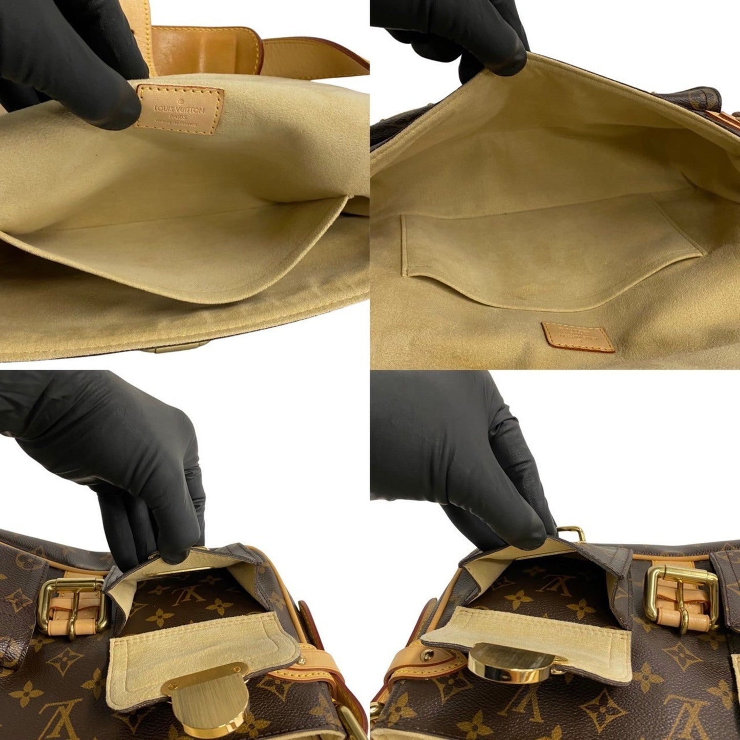 Louis Vuitton Brown Gold Leather Pvc Shoulder Bag Tote Bag