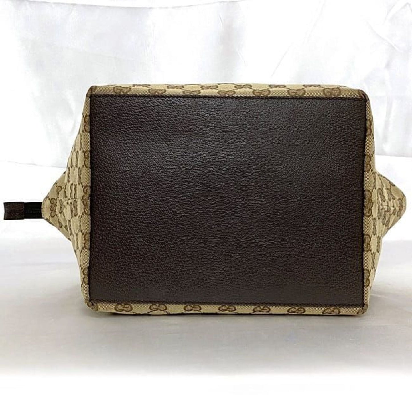 Gucci Beige Brown Canvas Leather Handbag Tote Bag