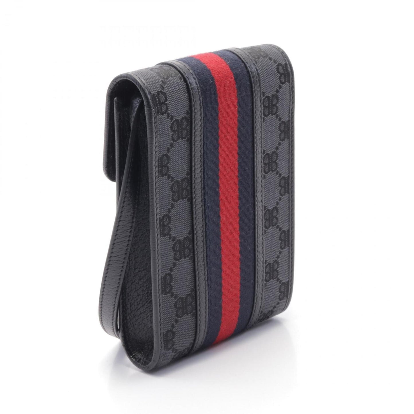 Gucci Black Navy Red Color Canvas Leather Shoulder Bag