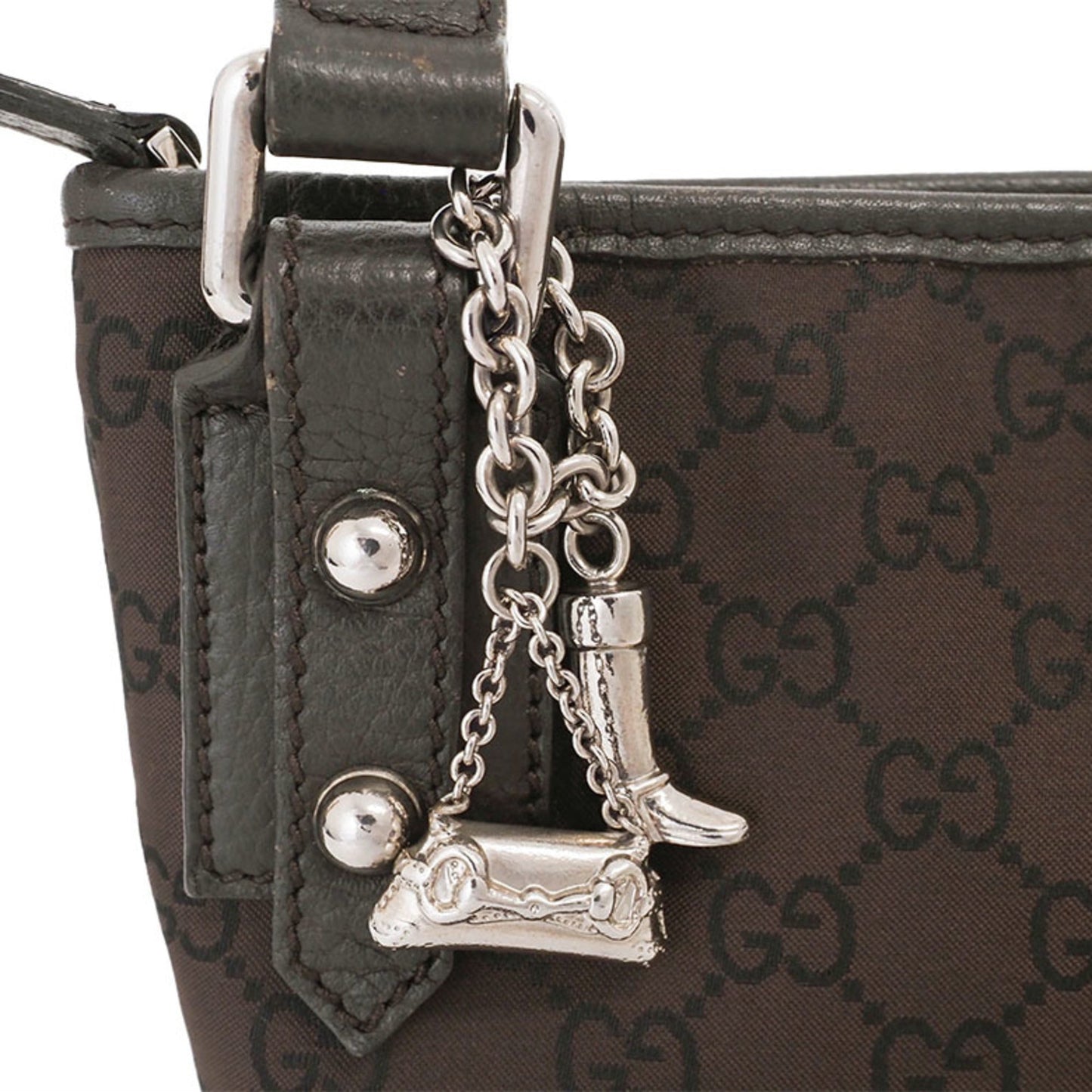 Gucci Brown Nylon Leather Shoulder Bag