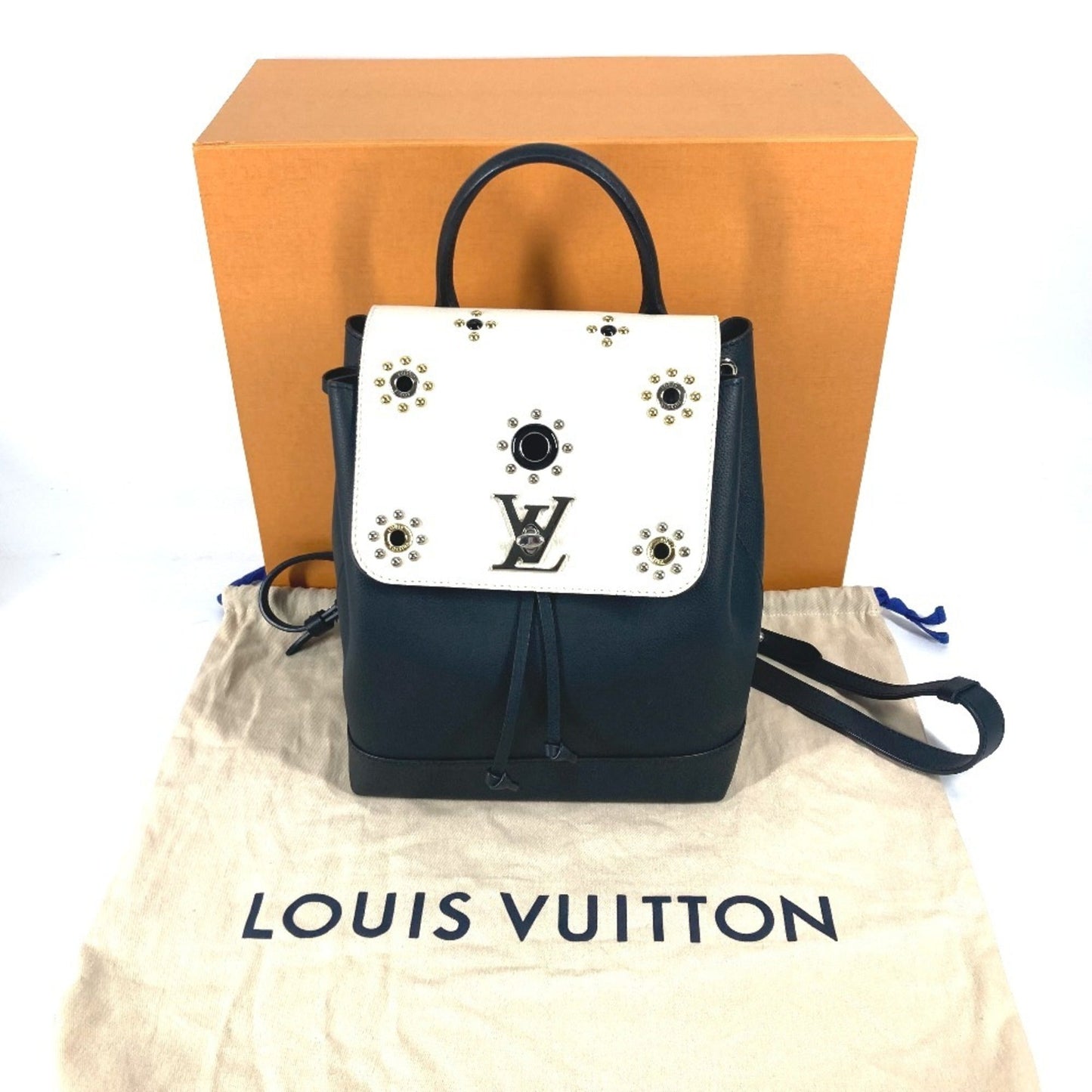 Louis Vuitton Black White Leather Backpack