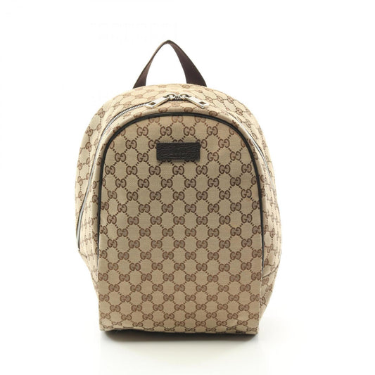 Gucci Beige Brown Canvas Leather Backpack ()