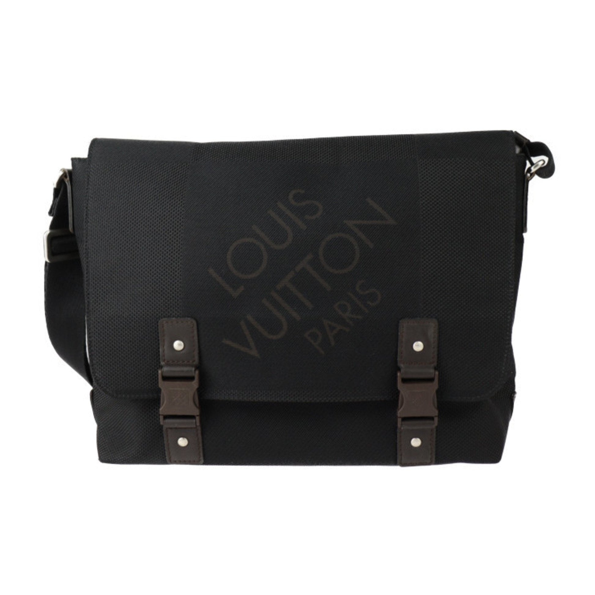 Louis Vuitton Black Damier Canvas Leather Messenger Bag Shoulder Bag ()