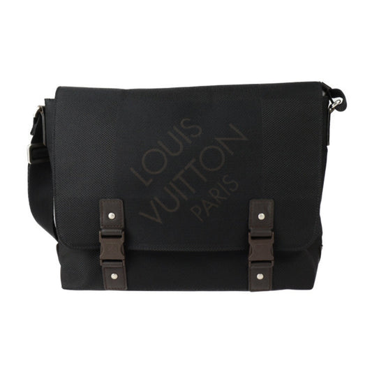 Louis Vuitton Black Damier Canvas Leather Messenger Bag Shoulder Bag ()