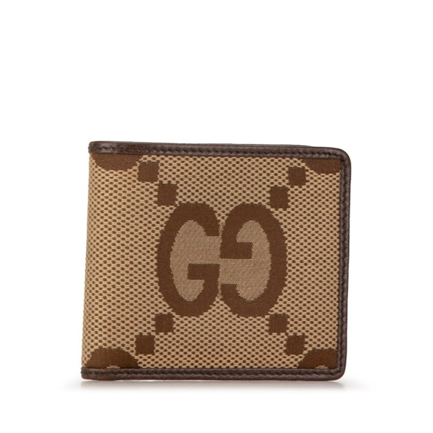 Gucci Beige Brown Canvas Leather Wallet (Bi-Fold)