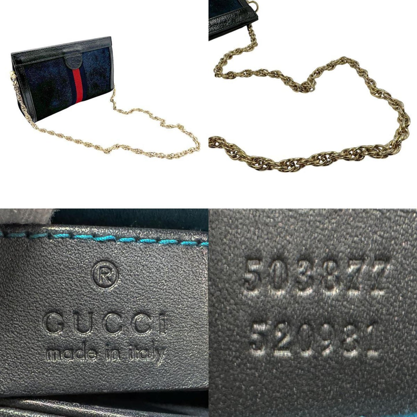 Gucci Navy Red Color Suede Leather Shoulder Bag
